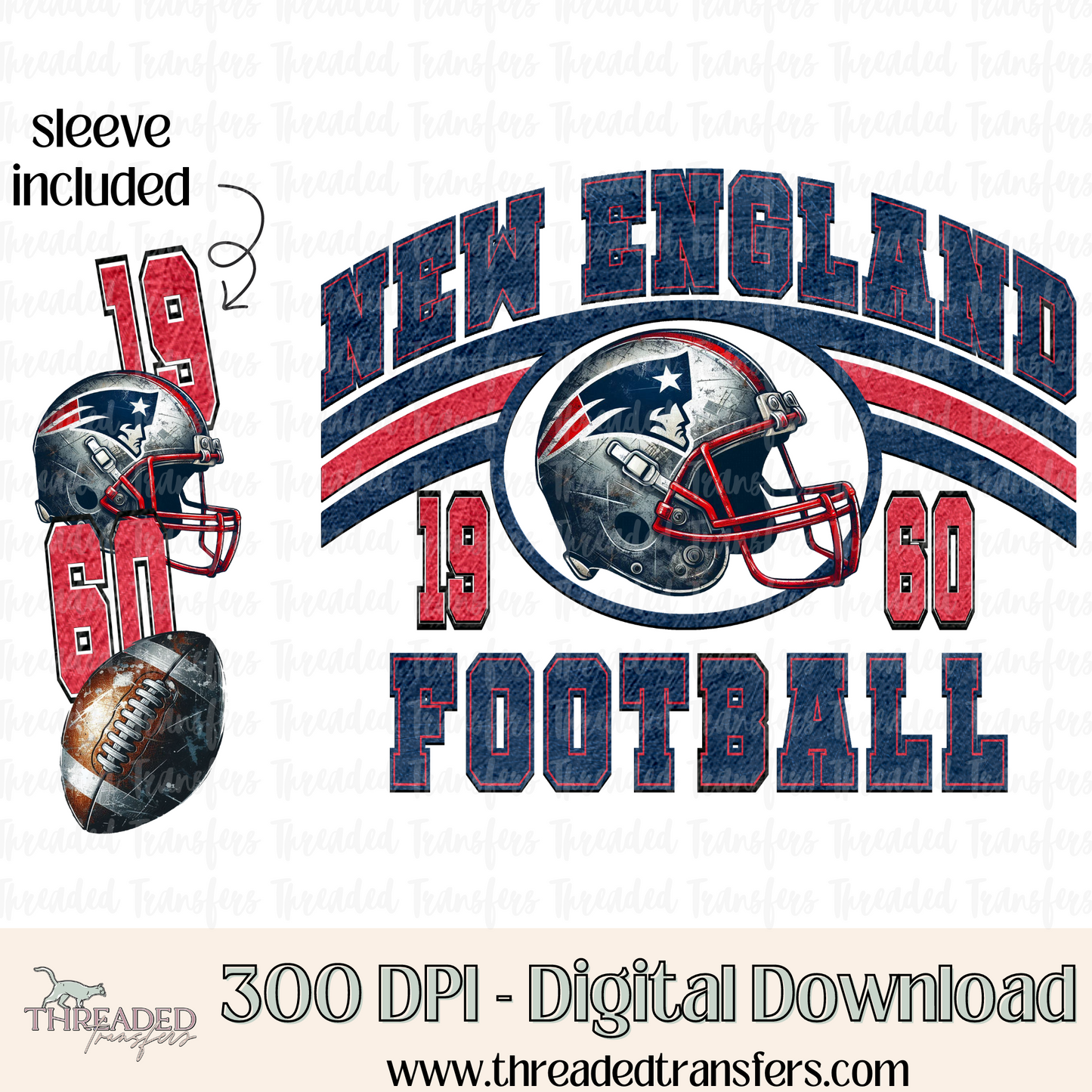 New England Grunge & Matching Sleeve Digital Design Download (PNG Format - no product shipped)