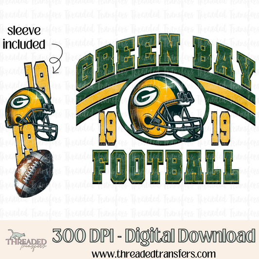 Green Bay Grunge & Matching Sleeve Digital Design Download (PNG Format - no product shipped)