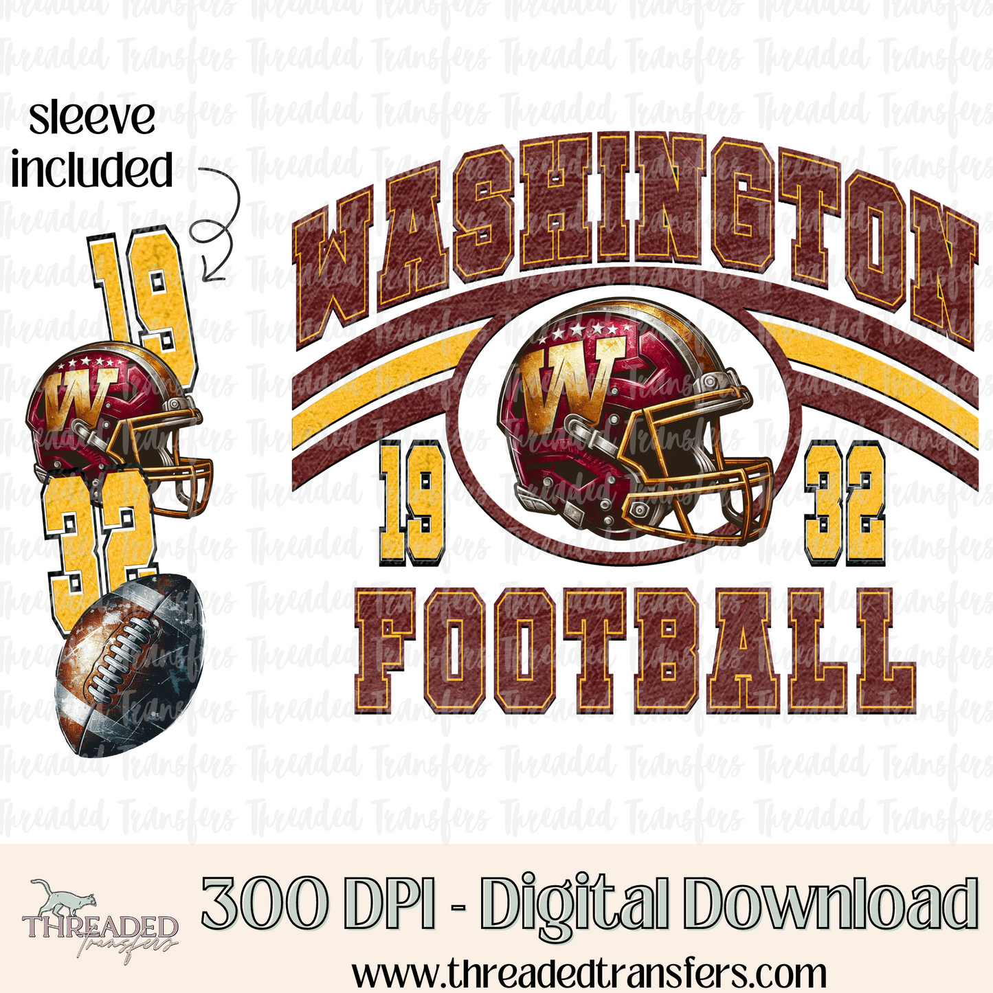 Washington Grunge & Matching Sleeve Digital Design Download (PNG Format - no product shipped)