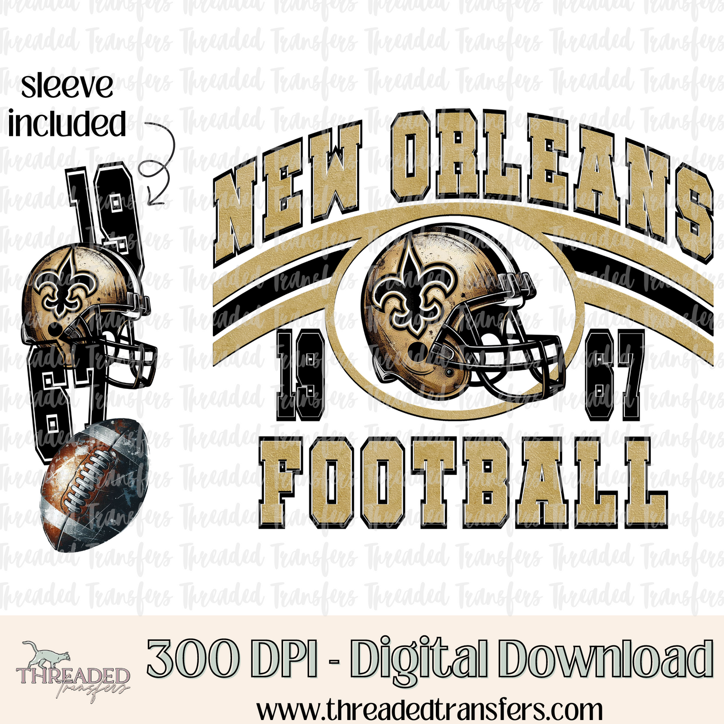 New Orleans Grunge & Matching Sleeve Digital Design Download (PNG Format - no product shipped)