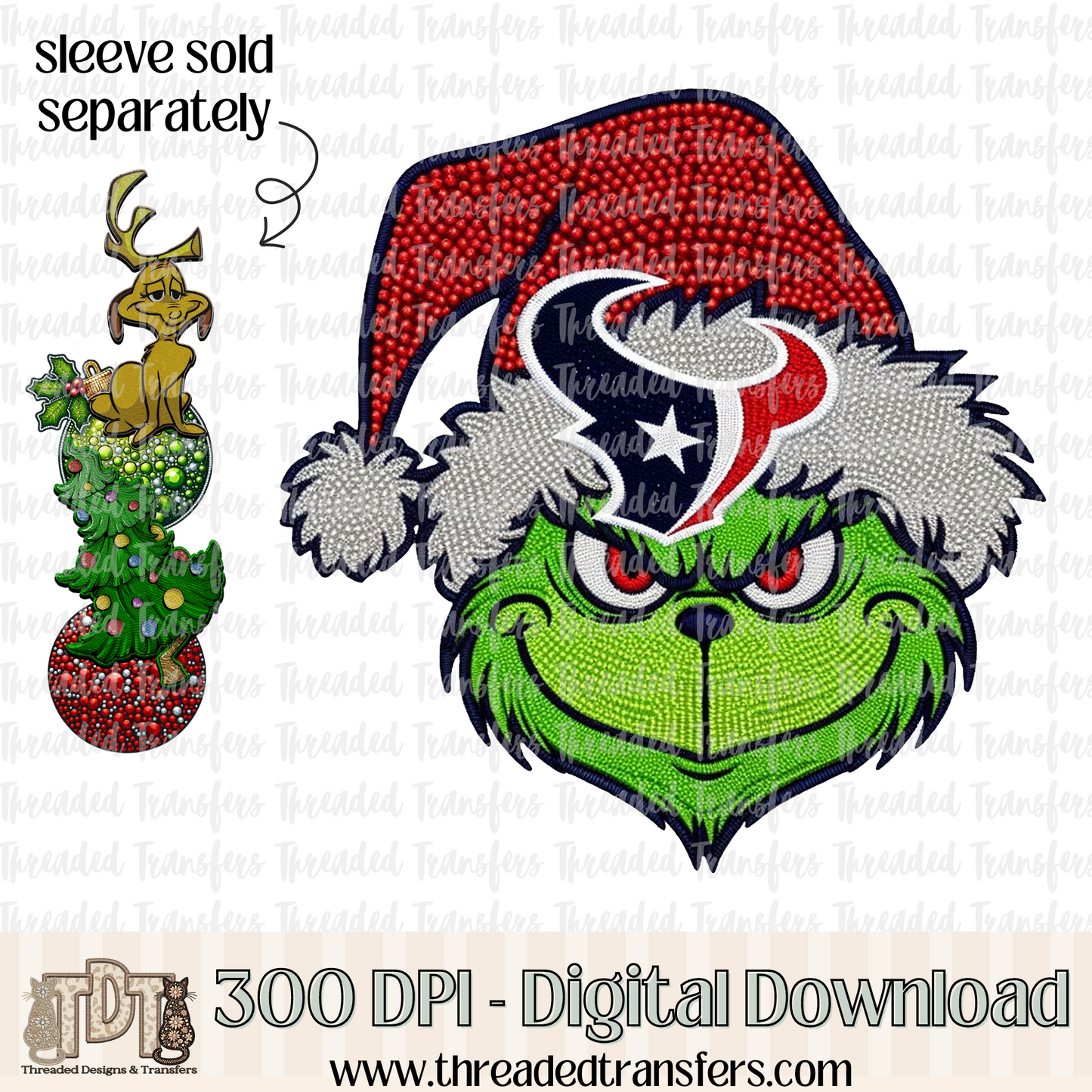 Green Houston Football Faux Rhinestones & Faux Embroidery Digital Design Download (PNG Format - no product shipped)