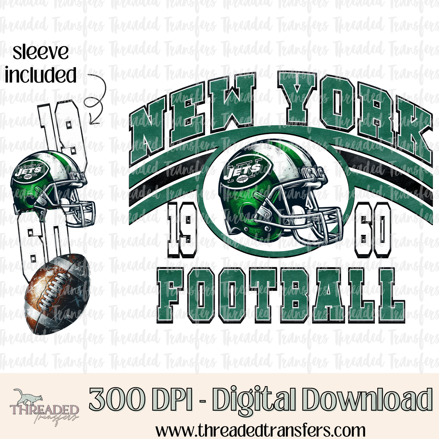 NYJ Grunge & Matching Sleeve Digital Design Download (PNG Format - no product shipped)