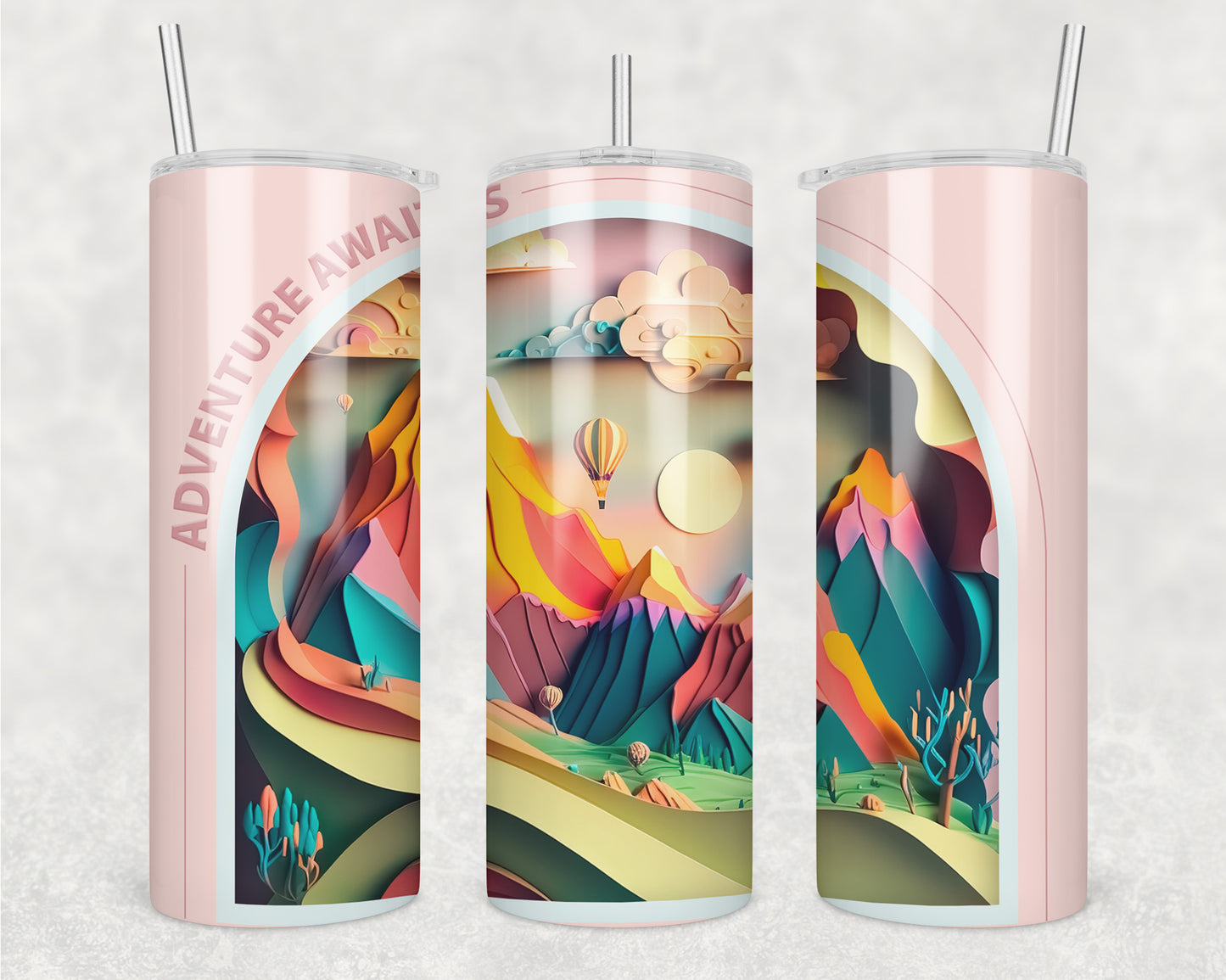 3D Adventure Awaits Sublimation Transfer Tumbler Wrap 20oz (read description)