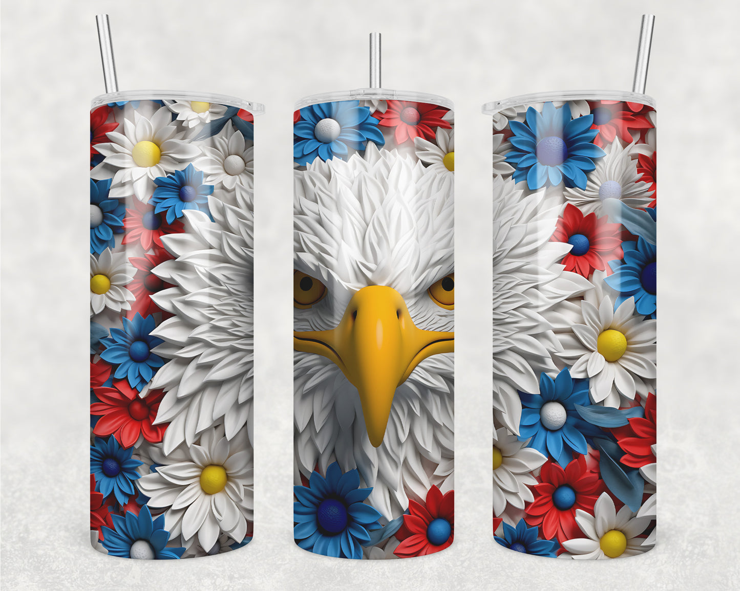 3D All American Eagle Sublimation Transfer Tumbler Wrap 20oz (read description)