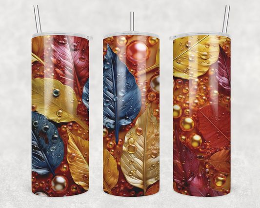 3D Autumn Leaves Sublimation Transfer Tumbler Wrap 20oz (read description)