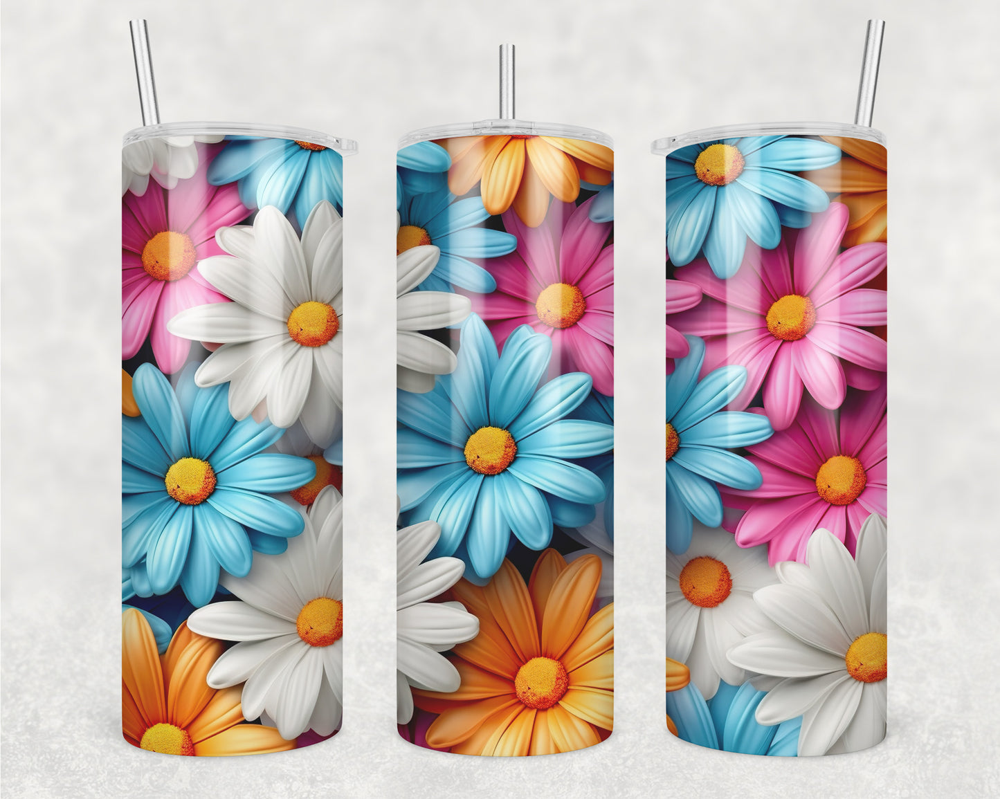 3D Daisies Sublimation Transfer Tumbler Wrap 20oz (read description)