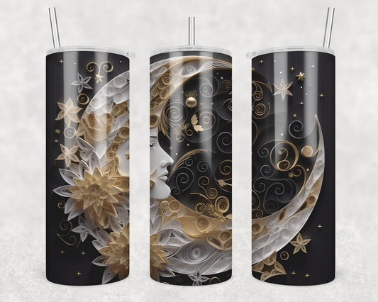 3D Moon and Stars Sublimation Transfer Tumbler Wrap 20oz (read description)