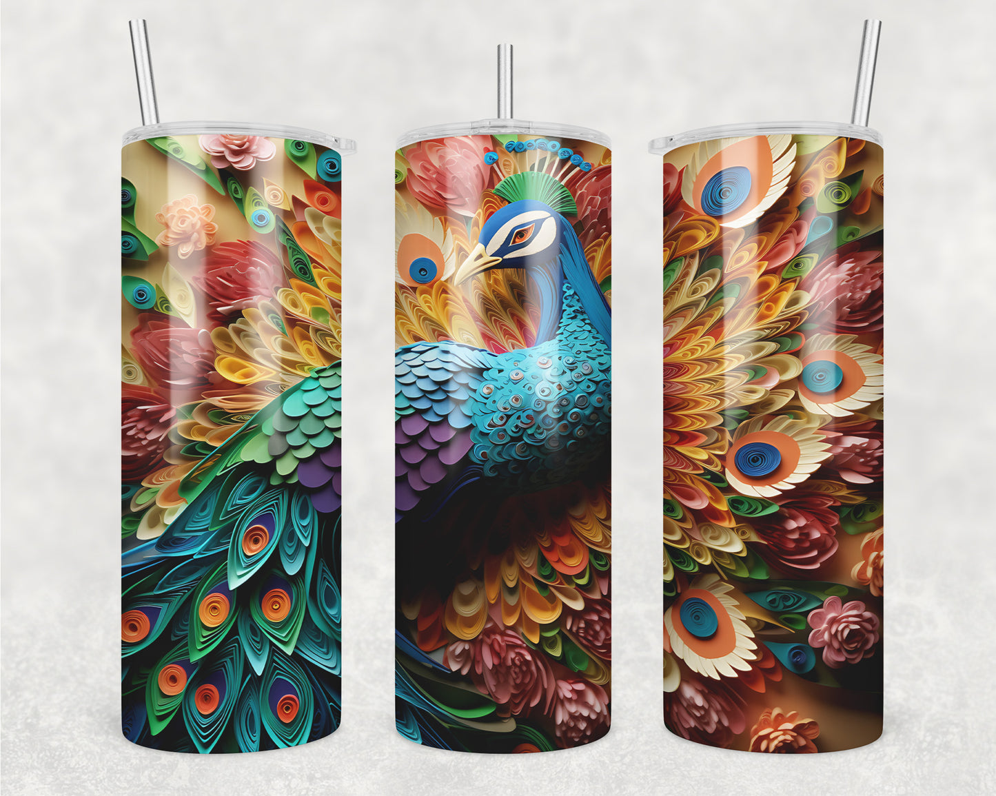 3D Peacock Sublimation Transfer Tumbler Wrap 20oz (read description)