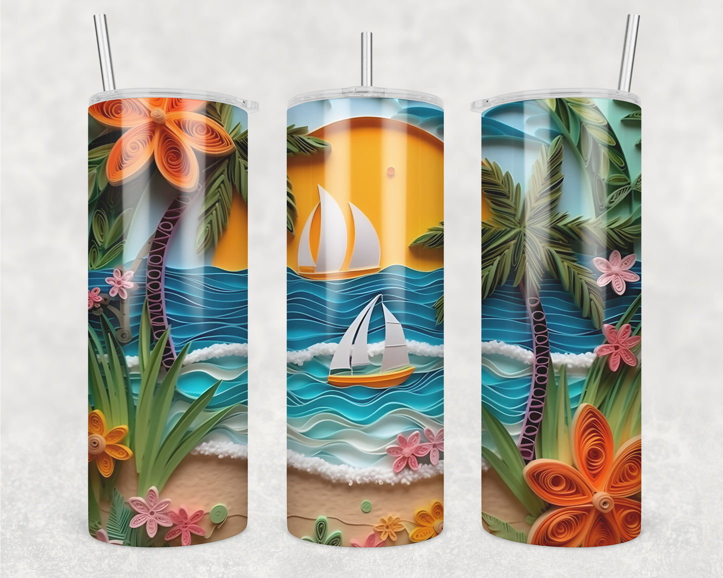 3D Sail Away Sublimation Transfer Tumbler Wrap 20oz (read description)