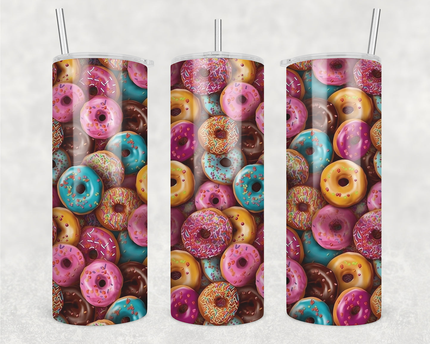 3D Donut Sprinkles Sublimation Transfer Tumbler Wrap 20oz (read description)