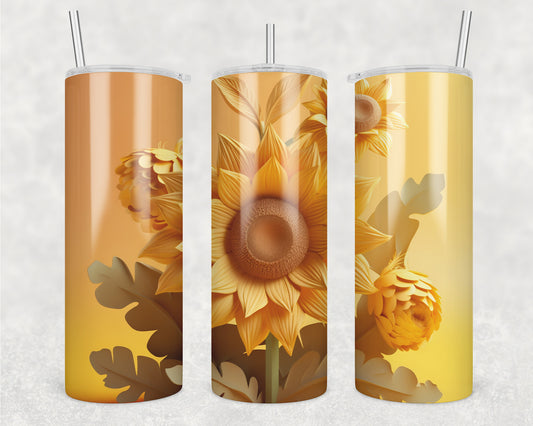 3D Sunflower Sublimation Transfer Tumbler Wrap 20oz (read description)