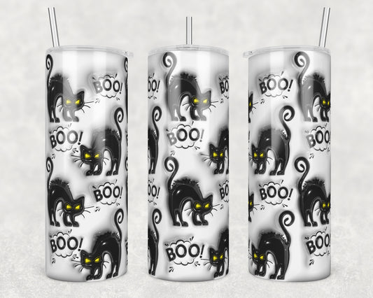 3D Black Cat 3D Look Sublimation Transfer Tumbler Wrap 20oz (read description)