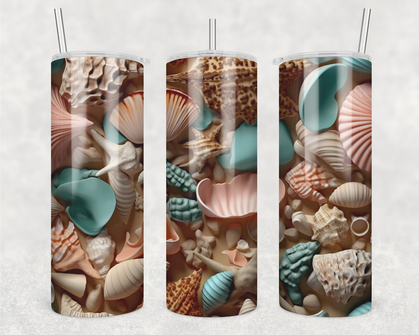 3D Seashells Sublimation Transfer Tumbler Wrap 20oz (read description)