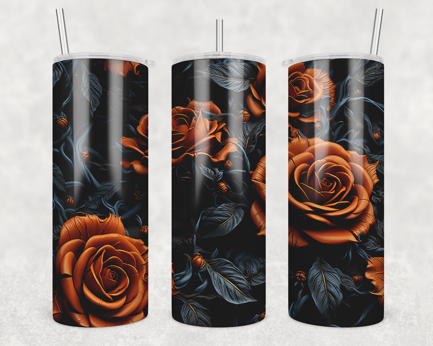 3D Halloween Roses Sublimation Transfer Tumbler Wrap 20oz (read description)