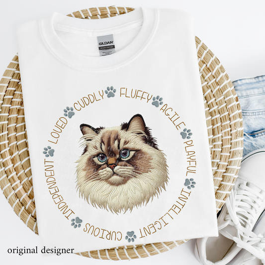 Himalayan Cat Pet Traits **EXCLUSIVE** Faux Embroidery & Faux Sparkle DTF & Sublimation Transfer