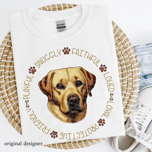 Labrador Retriever Pet Traits **EXCLUSIVE** Faux Embroidery & Faux Sparkle DTF & Sublimation Transfer