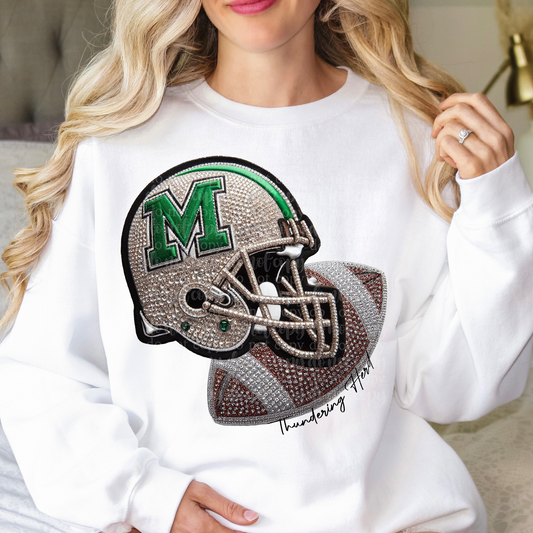 Marshall Helmet Faux Rhinestone & Faux Embroidery DTF & Sublimation Transfer