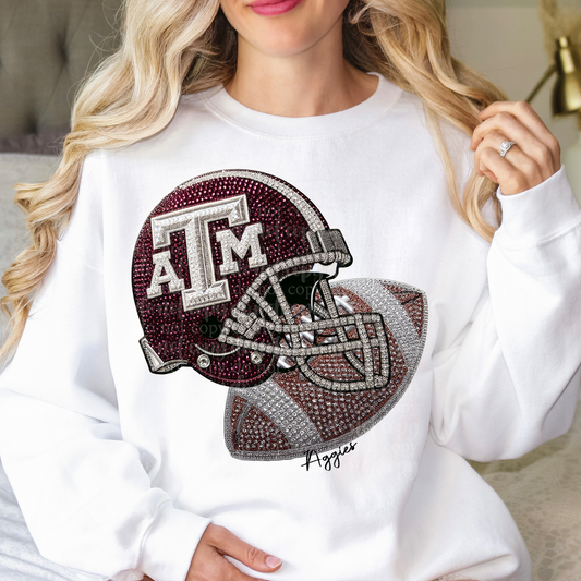 ATM Helmet Faux Rhinestone & Faux Embroidery DTF & Sublimation Transfer