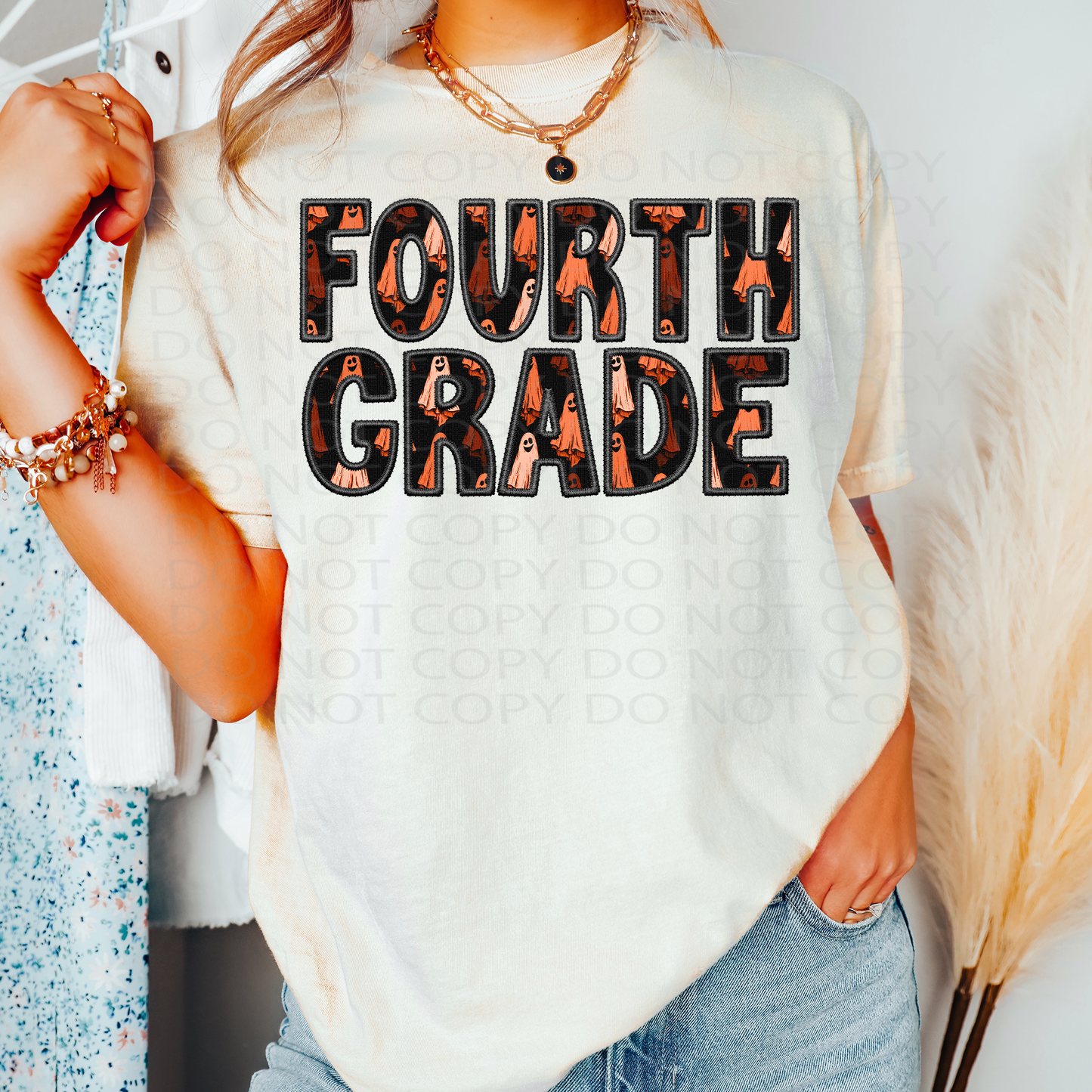 Fourth Grade Faux Embroidery Ghosts DTF & Sublimation Transfer