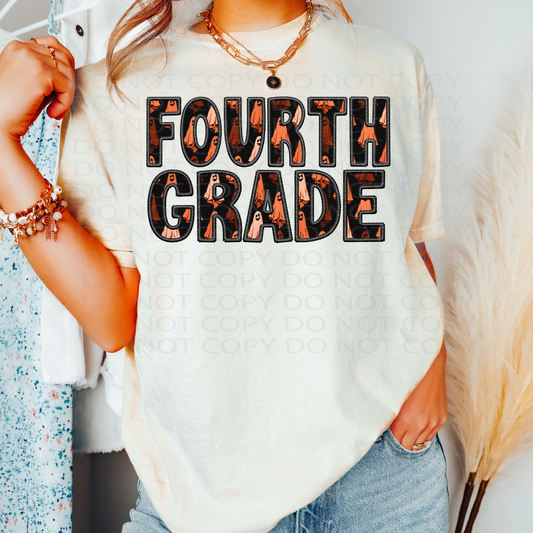 Fourth Grade Faux Embroidery Ghosts DTF & Sublimation Transfer