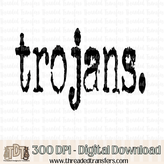 Trojans Typography Digital Design Download (PNG Format - no product shipped)