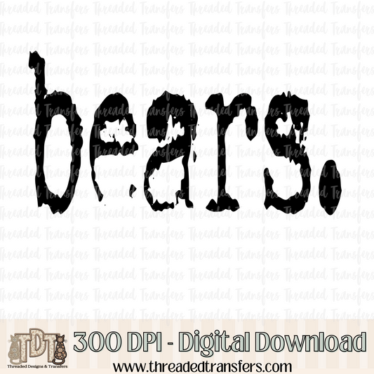 Bears Typography Digital Design Download (PNG Format - no product shipped)