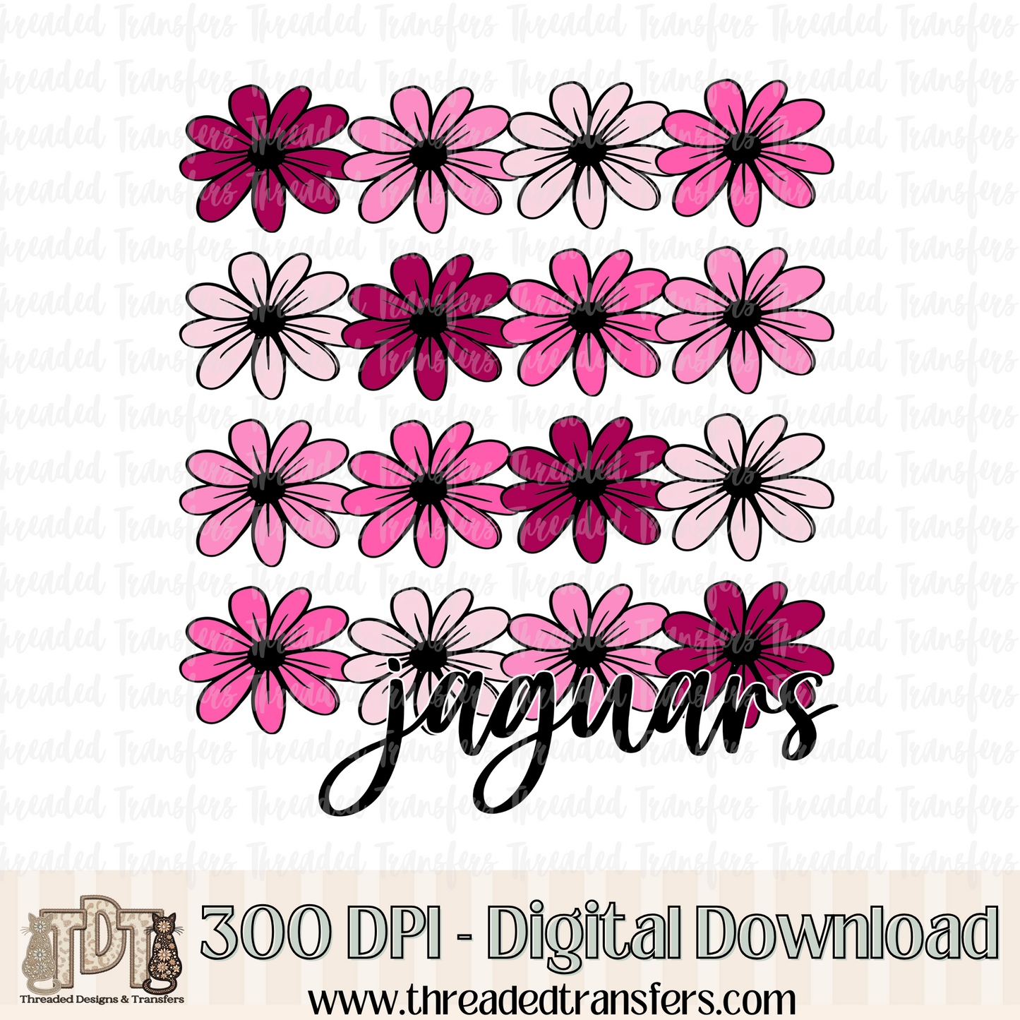 Floral Jaguars Digital Design Download (PNG Format - no product shipped)