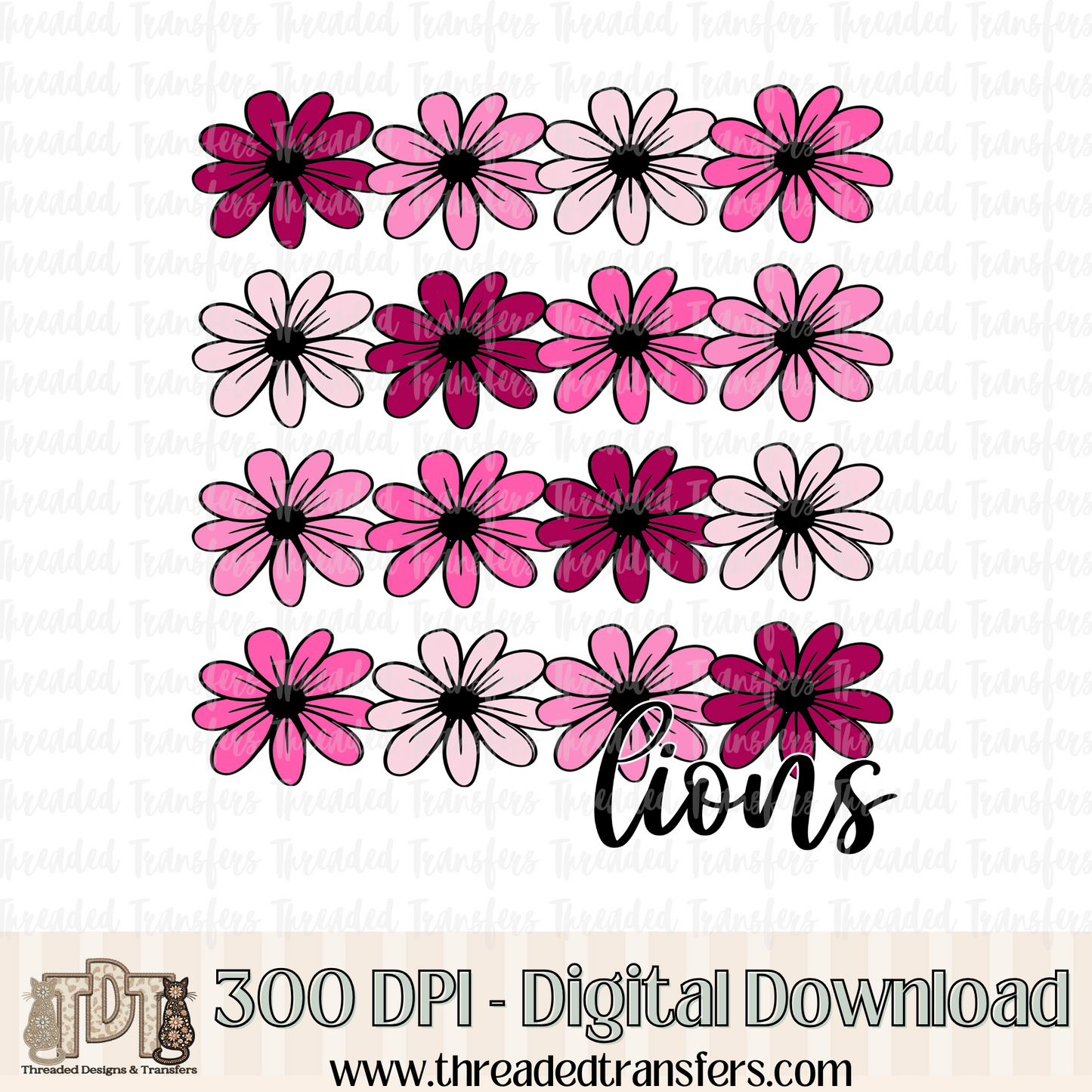 Floral Lions Digital Design Download (PNG Format - no product shipped)