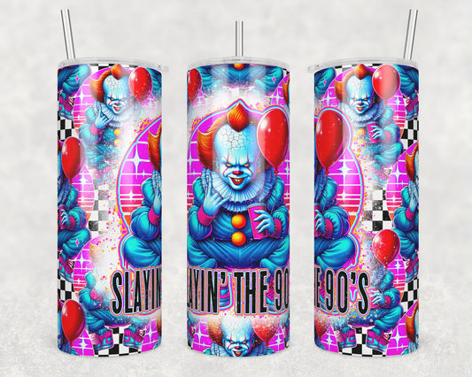 90's Clown (matches shirt) Sublimation Transfer Tumbler Wrap 20oz (read description)