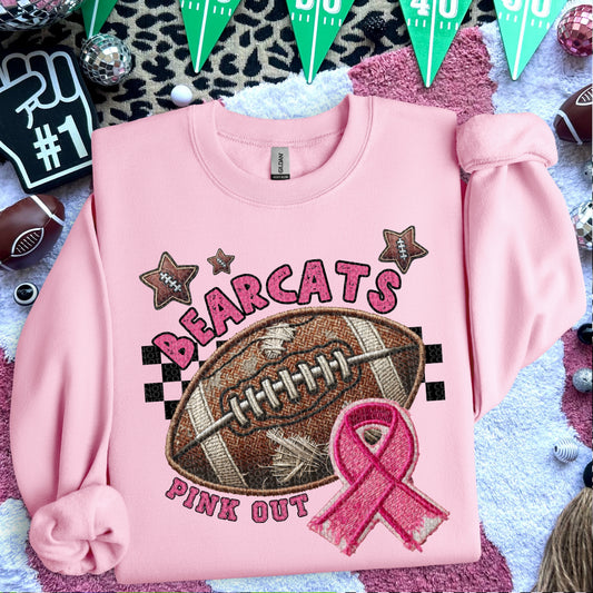 Bearcats Pink Out Faux Embroidery DTF & Sublimation Transfer