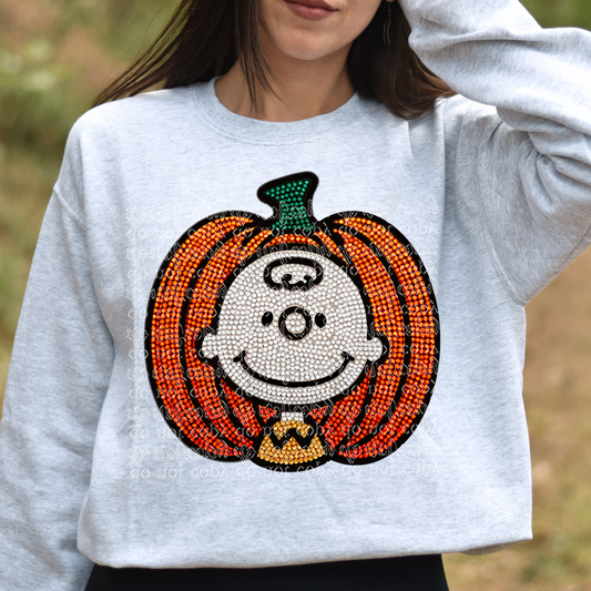 CB Pumpkin Faux Rhinestone & Faux Embroidery DTF & Sublimation Transfer