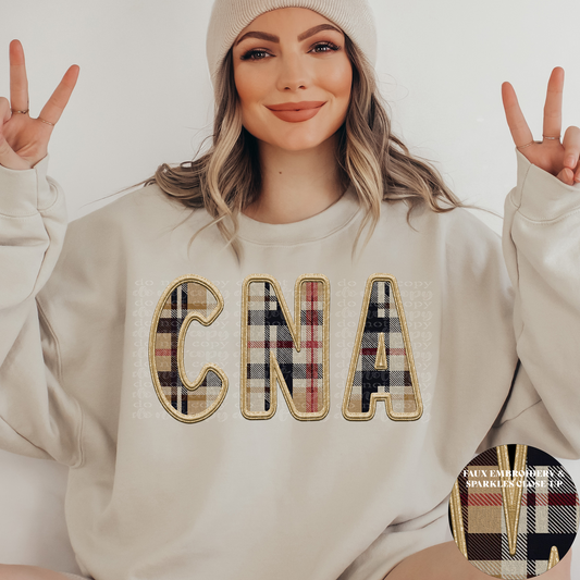 CNA Fall Plaid Faux Embroidery DTF & Sublimation Transfer