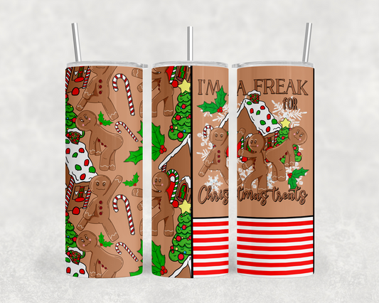 Christmas Treat Freak (matches shirt) Transfer Tumbler Wrap 20oz (read description)