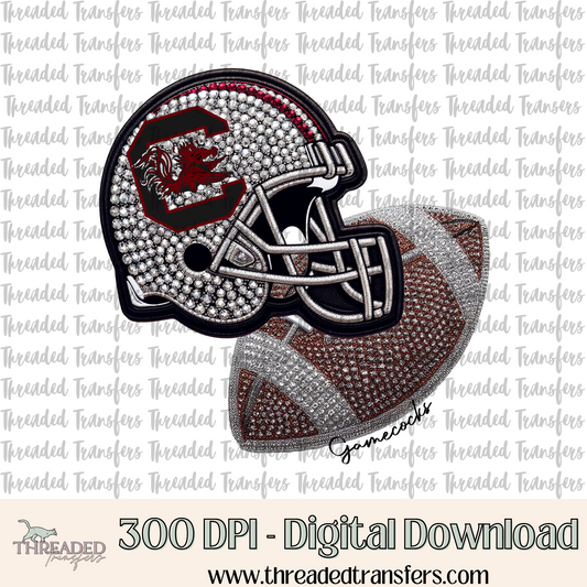 GCocks Faux Rhinestones & Faux Embroidery Digital Design Download (PNG Format - no product shipped)