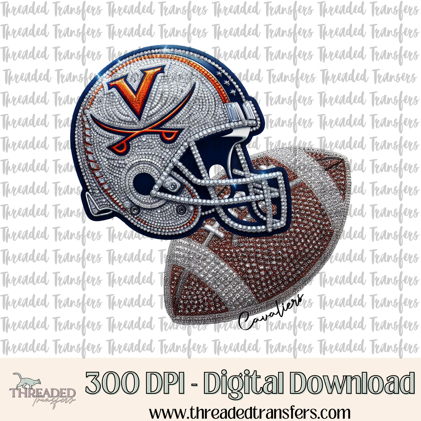 Cavaliers Faux Rhinestones & Faux Embroidery Digital Design Download (PNG Format - no product shipped)