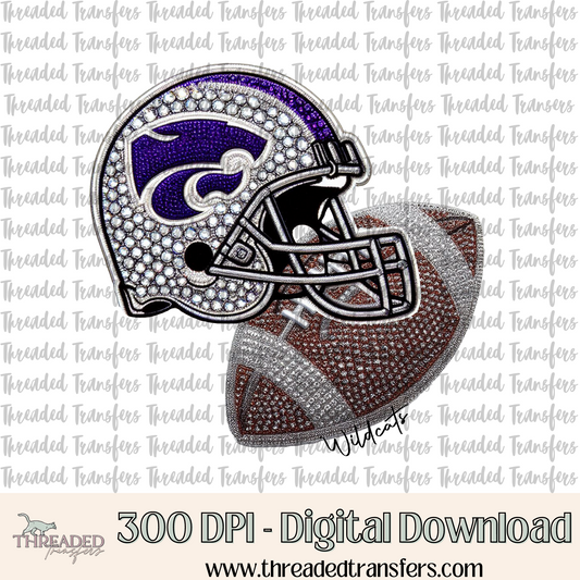 Wildcats KS Faux Rhinestones & Faux Embroidery Digital Design Download (PNG Format - no product shipped)