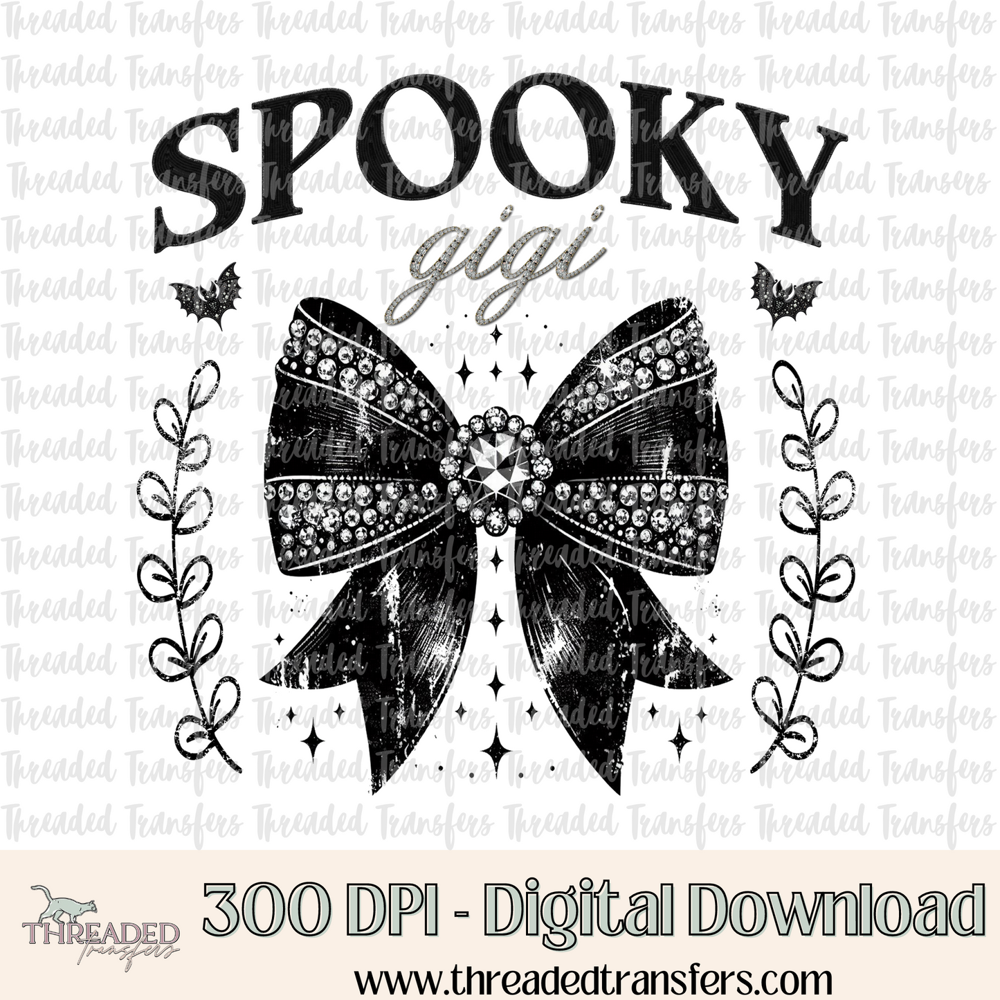 Spooky Gigi Faux Rhinestones Digital Design Download (PNG Format - no product shipped)