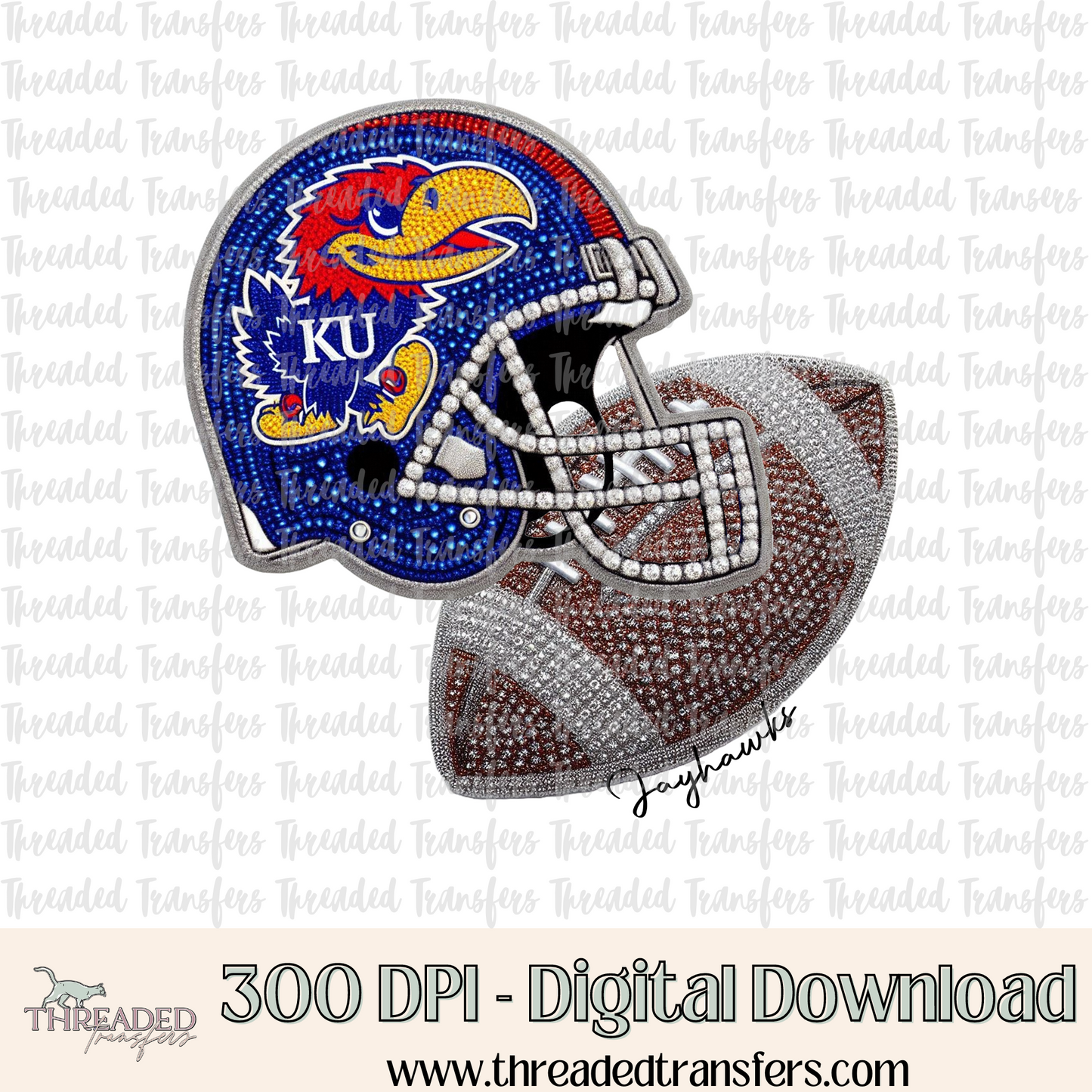 KU Faux Rhinestones & Faux Embroidery Digital Design Download (PNG Format - no product shipped)