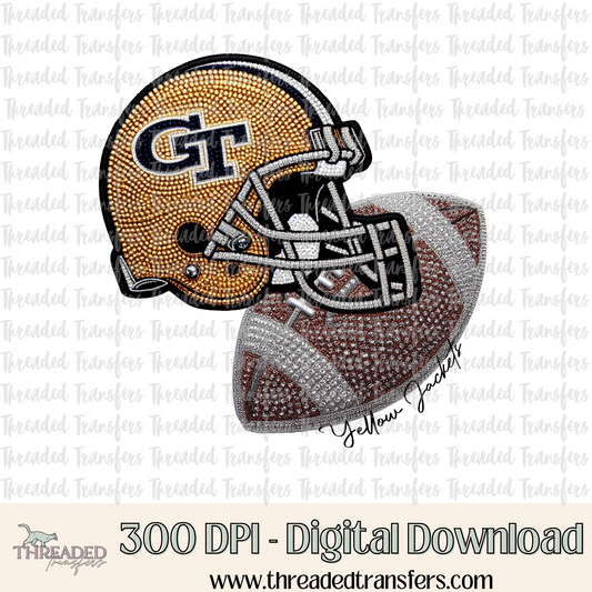 GA Tech Faux Rhinestones & Faux Embroidery Digital Design Download (PNG Format - no product shipped)