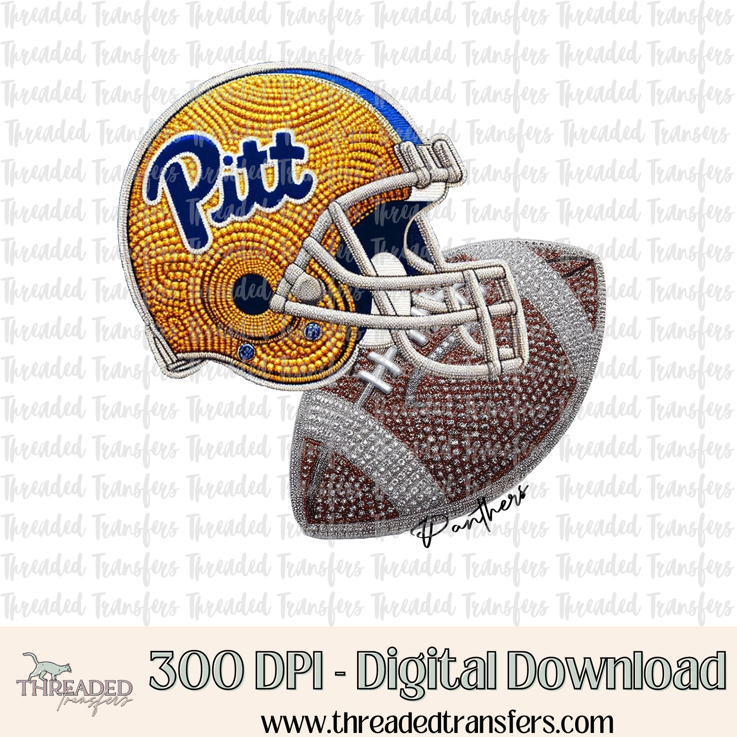 Panthers P Faux Rhinestones & Faux Embroidery Digital Design Download (PNG Format - no product shipped)