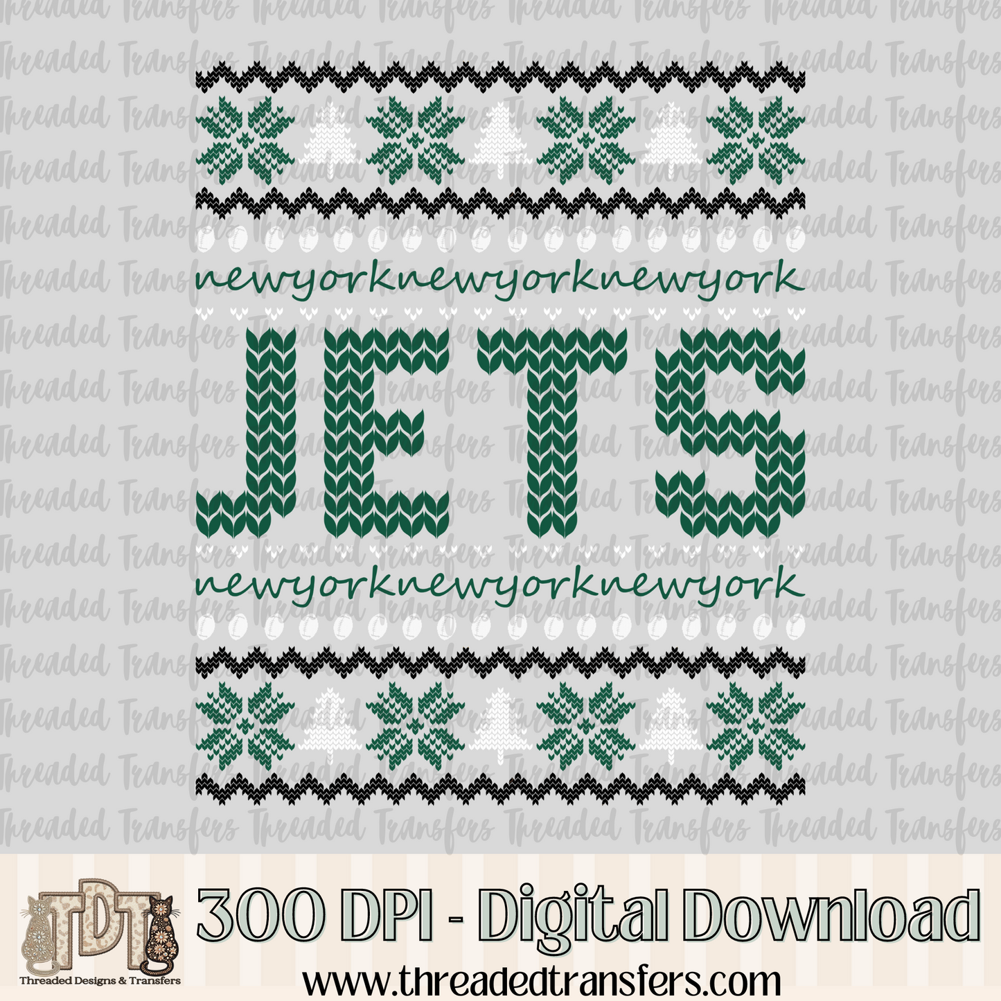 NYJ Ugly Sweater Digital Design Download (PNG Format - no product shipped)