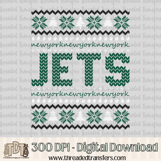 NYJ Ugly Sweater Digital Design Download (PNG Format - no product shipped)