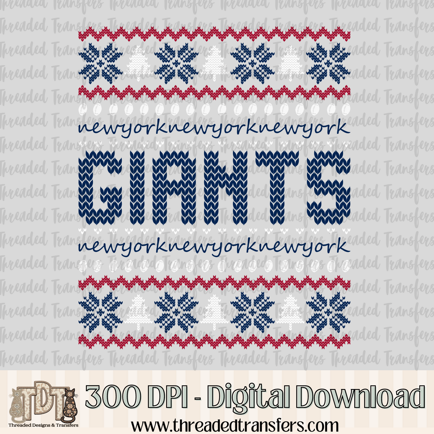 NYG Ugly Sweater Digital Design Download (PNG Format - no product shipped)