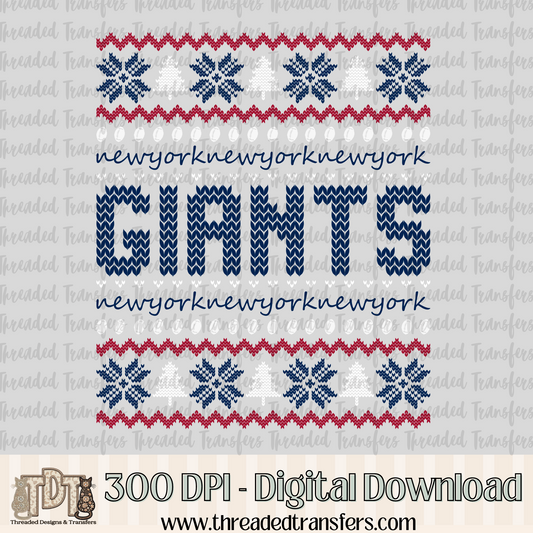 NYG Ugly Sweater Digital Design Download (PNG Format - no product shipped)