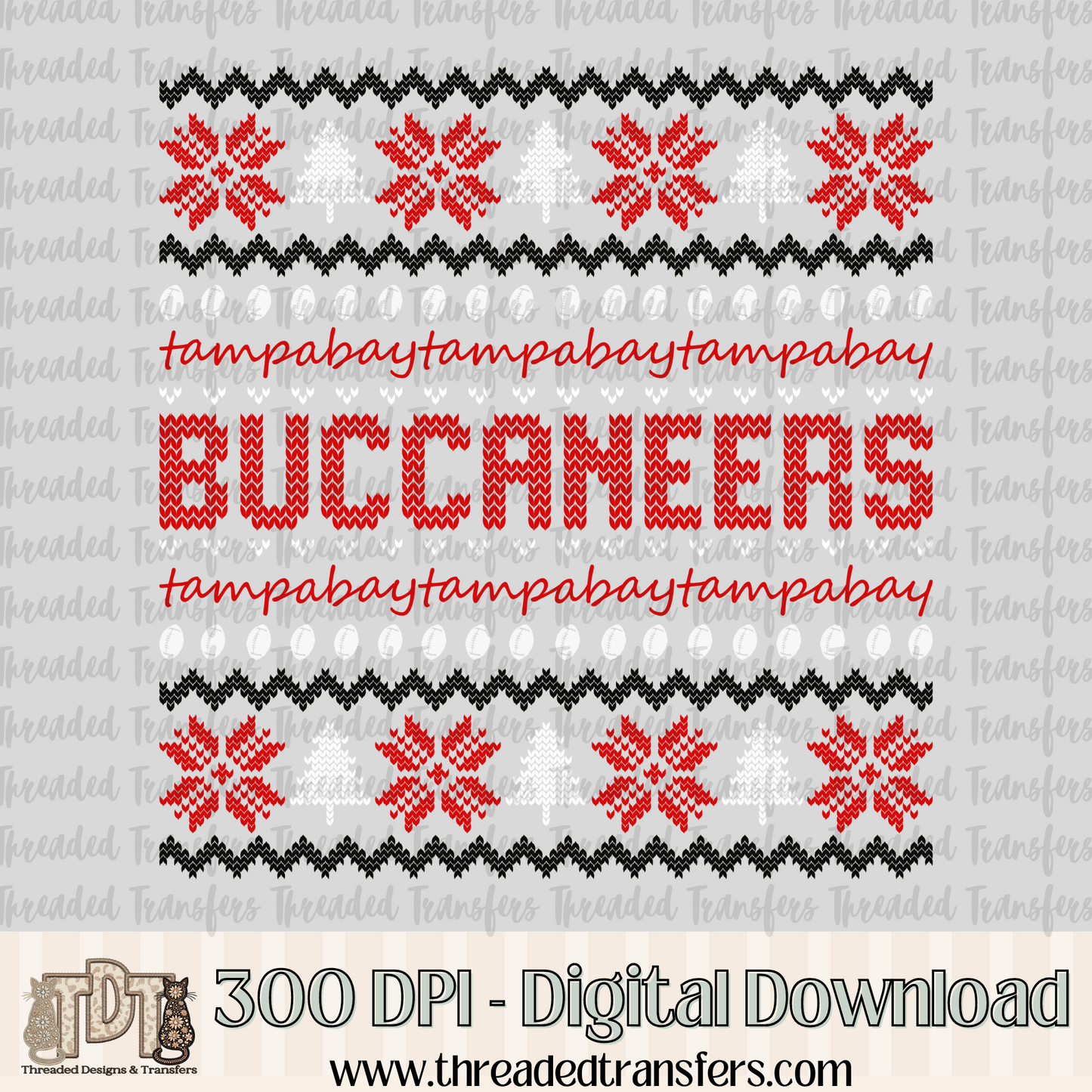 Tampa Bay Ugly Sweater Digital Design Download (PNG Format - no product shipped)