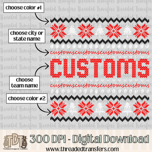 Ugly Sweater Custom Football Digital Design Download (PNG Format - no product shipped) - TAT 1-3 business days