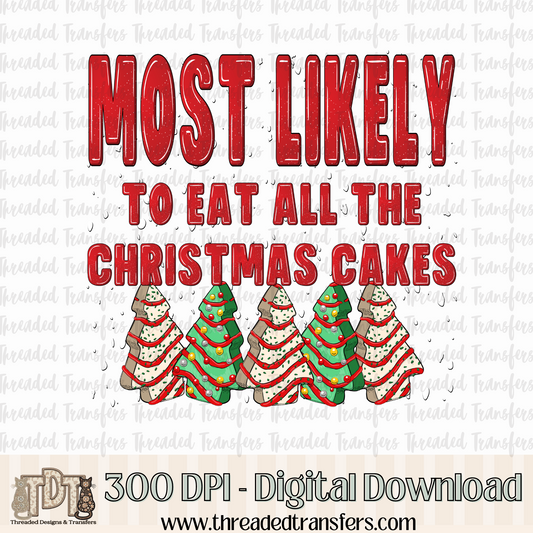 Most Likley to... Christmas Cakes Digital Design Download (PNG Format - no product shipped)