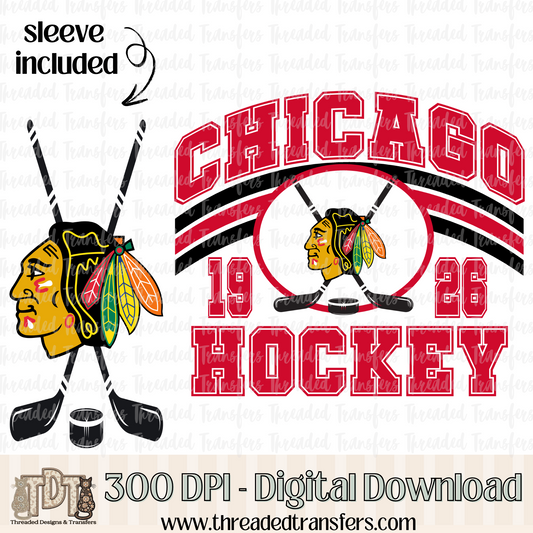 Chicago Vintage & Matching Sleeve Digital Design Download (PNG Format - no product shipped)