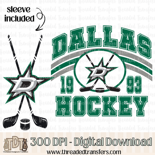 Dallas Vintage & Matching Sleeve Digital Design Download (PNG Format - no product shipped)