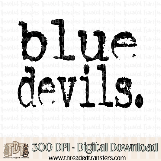 Blue Devils Typography Digital Design Download (PNG Format - no product shipped)